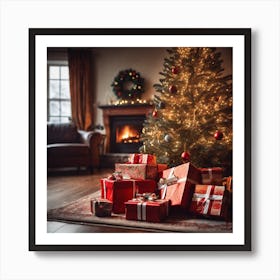 Christmas Tree With Presents 31 Art Print