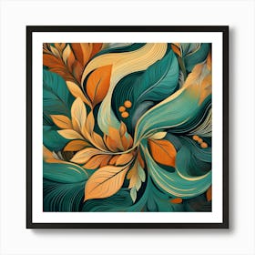 Firefly Abstract Nature Forms Design Organic Shapes Inspired By Leaves, Flowers, Or Water Ripples A 1 Art Print