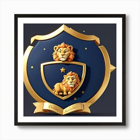 Default Logo Of A Shield With A Lions Head And A Star On It V 3 Art Print