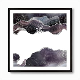 Black & Silver Glitter Agate Texture 07 Art Print