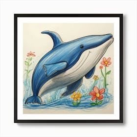 Dolphin Drawing 21 Art Print