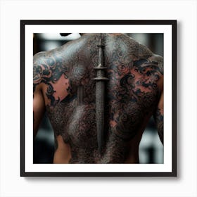 Back Tattoo Japanese Sword Art Print