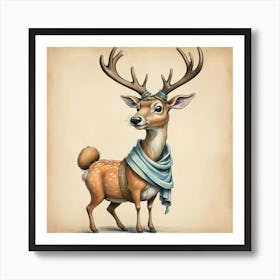 Deer With Scarf Art Print