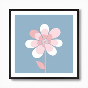 A White And Pink Flower In Minimalist Style Square Composition 15 Art Print