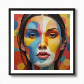 Colorful Gouache Inspired Face 1 Art Print 1 Art Print
