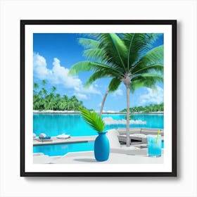 Tropical Beach Scene Art Print