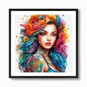 Tattooed Girl Art Print