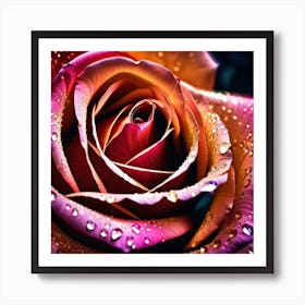 Pink Roses With Raindrops Art Print