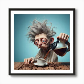 Old Man Drinking Coffee 1 Art Print