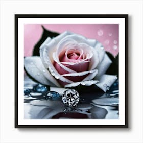 Rose With Diamond Art Print