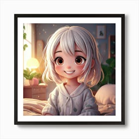 Firefly Chibi Girl Smiling In A Cozy Bedroom 58629 (3) Art Print