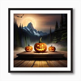 Halloween pumpkins in The Woods Art Print