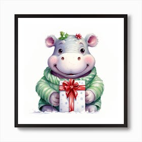 Christmas Hippo 5 Art Print