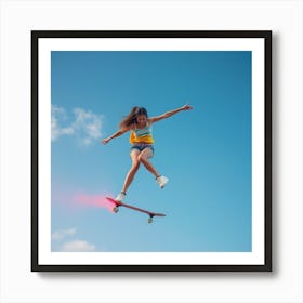 Skateboarder In The Air Art Print