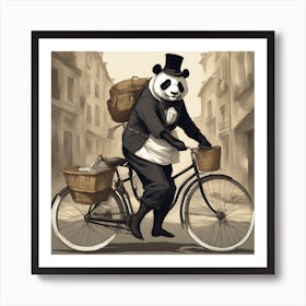 Panda French Cyclist Art Print