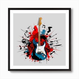 Electric Guitar With Music Notes Art Print