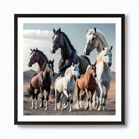 Horses In The Desert 1 Art Print