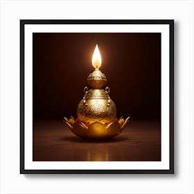 Golden Lamp On A Dark Background Art Print