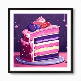 Pink And Purple Slice Of Cake (4) (1) Art Print