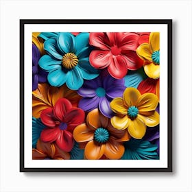 Colorful Flowers Background Art Print