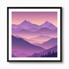 Misty mountains background in purple tone 115 Art Print