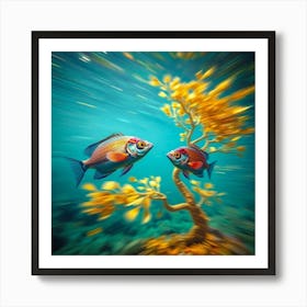 Two Fish Swimming In The Water Art Print