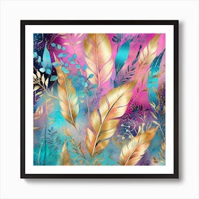 Gold Feathers 1 Art Print