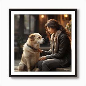 Woman With A Dog Art Print