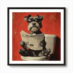 Dog Reading Newspaper 1 Art Print