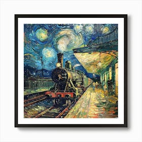 Van Gogh Style: Rail Station at Arles. Art Print