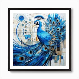 Blue Peacock Art Print