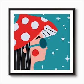Mushroom Sparkle Square Art Print