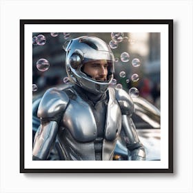 Futuristic Man With Bubbles Art Print