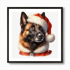 German Shepherd Santa Hat 4 Art Print