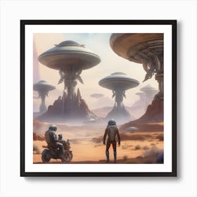 Color Harmony Peramids Aliens Watercolor 1 Art Print