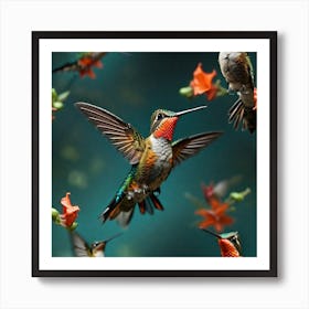 Hummingbirds In Flight Art Print