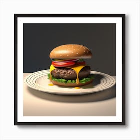 Hamburger On A Plate 83 Art Print