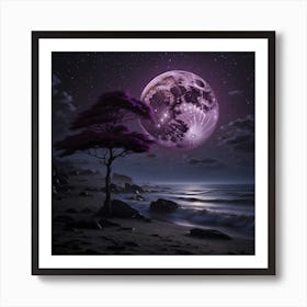 Purple moon Art Print