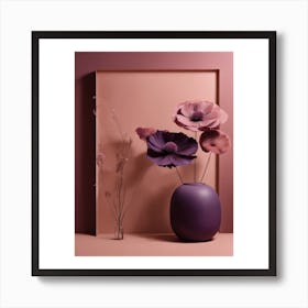 Purple Flowers In A Vase Art Print