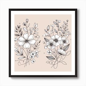 Flowers, Vector Art style 1 Art Print