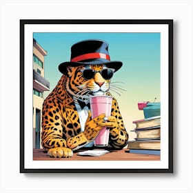 Leopard In A Hat Art Print