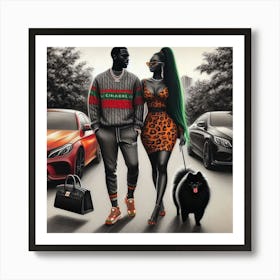 Couple Walking In The Street Art Print