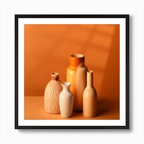 the Beauty of Modern Vases in This Stunning Close-Up Arrangement Art Print