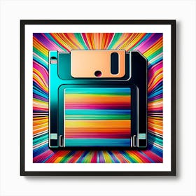 Rainbow Floppy Disk Art Print