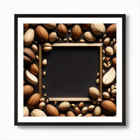 Frame With Nuts On Black Background Art Print