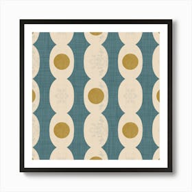 Retro Mod Geo Chain - Slate Blue - Mid Century Modern Art Print