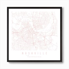 Nashville Tennessee Light Pink Minimal Street Map Square Art Print