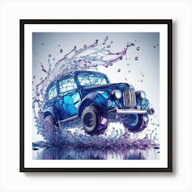 Car Splashing Water Art Print