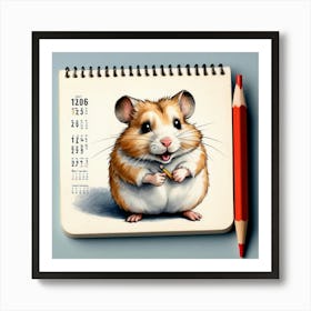 Hamster Calendar 3 Art Print