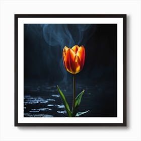 Tulip Flower With Smoke Art Print